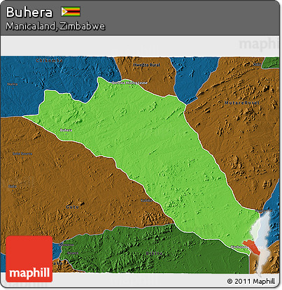 Political 3D Map of Buhera, darken