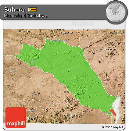 Political 3D Map of Buhera, satellite outside