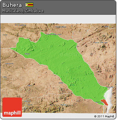 Political 3D Map of Buhera, satellite outside