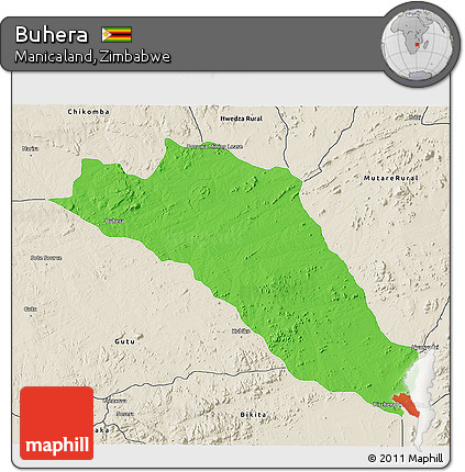 Political 3D Map of Buhera, shaded relief outside