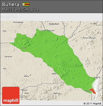 Political 3D Map of Buhera, shaded relief outside