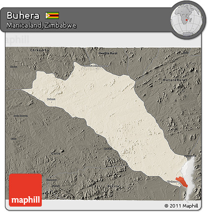 Shaded Relief 3D Map of Buhera, darken
