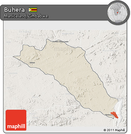 Shaded Relief 3D Map of Buhera, lighten