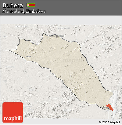 Shaded Relief 3D Map of Buhera, lighten