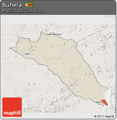 Shaded Relief 3D Map of Buhera, lighten