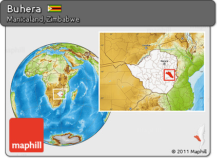 Physical Location Map of Buhera, highlighted country, within the entire country