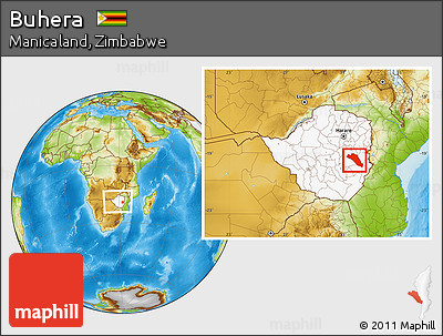 Physical Location Map of Buhera, highlighted country, within the entire country