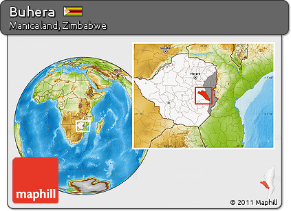 Physical Location Map of Buhera, highlighted country, highlighted parent region