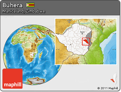 Physical Location Map of Buhera, highlighted country, highlighted parent region