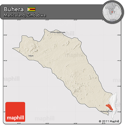 Shaded Relief Map of Buhera, cropped outside