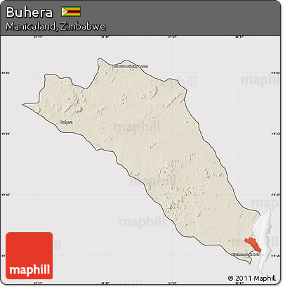 Shaded Relief Map of Buhera, cropped outside