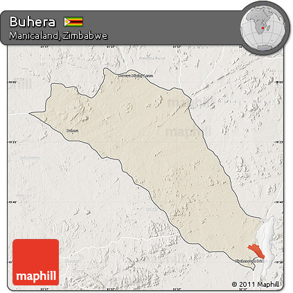 Shaded Relief Map of Buhera, lighten