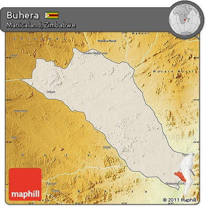 Shaded Relief Map of Buhera, physical outside