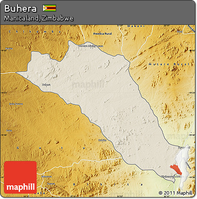 Shaded Relief Map of Buhera, physical outside