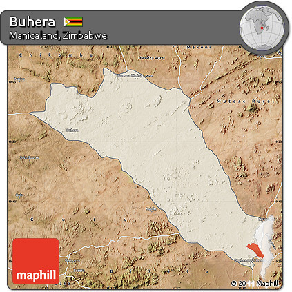 Shaded Relief Map of Buhera, satellite outside
