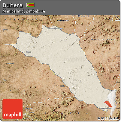 Shaded Relief Map of Buhera, satellite outside