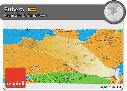 Physical Panoramic Map of Buhera, political outside
