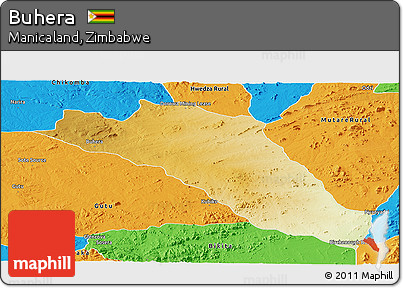 Physical Panoramic Map of Buhera, political outside