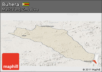 Shaded Relief Panoramic Map of Buhera, lighten