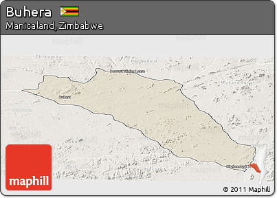Shaded Relief Panoramic Map of Buhera, lighten