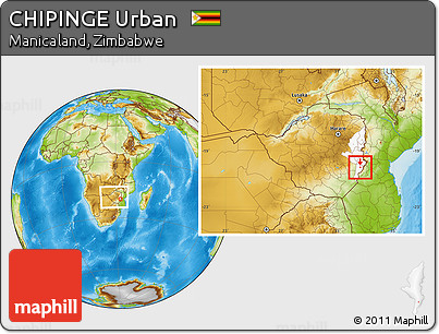 Physical Location Map of CHIPINGE Urban, highlighted parent region, within the entire country