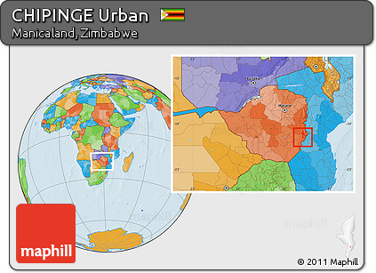 Political Location Map of CHIPINGE Urban, within the entire country