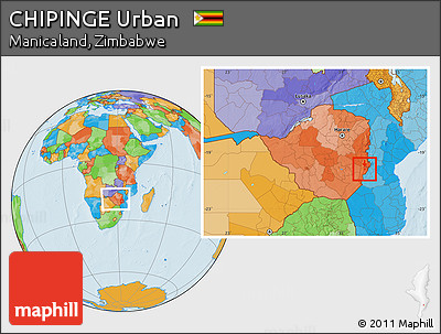 Political Location Map of CHIPINGE Urban, within the entire country