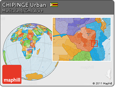 Political Location Map of CHIPINGE Urban, within the entire country