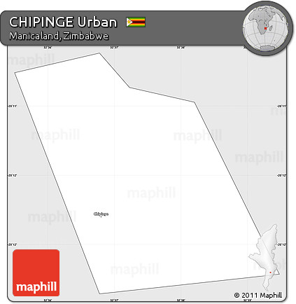 Silver Style Simple Map of CHIPINGE Urban