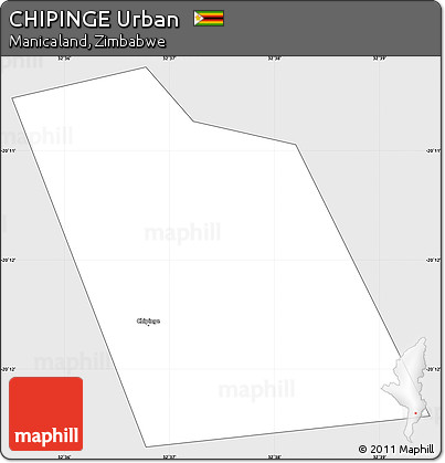 Silver Style Simple Map of CHIPINGE Urban