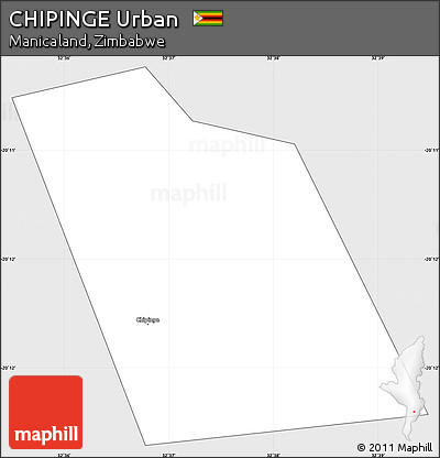 Silver Style Simple Map of CHIPINGE Urban