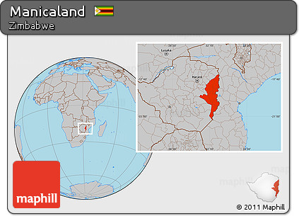 Gray Location Map of Manicaland