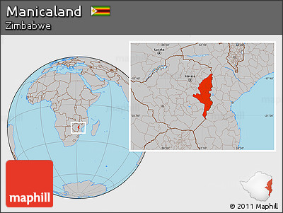 Gray Location Map of Manicaland