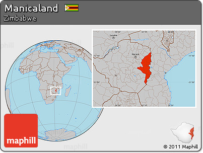 Gray Location Map of Manicaland