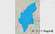 Political 3D Map of Makoni, lighten, semi-desaturated
