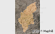 Satellite 3D Map of Makoni, darken, semi-desaturated