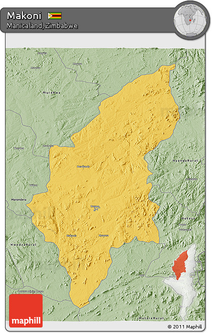 Savanna Style 3D Map of Makoni