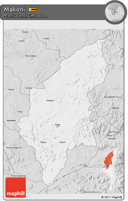 Silver Style 3D Map of Makoni