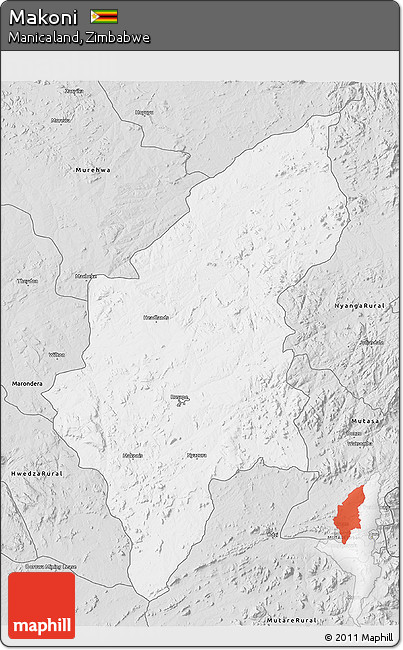 Silver Style 3D Map of Makoni