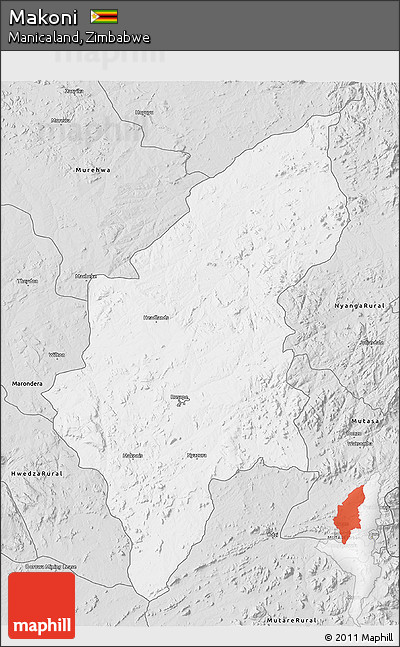 Silver Style 3D Map of Makoni