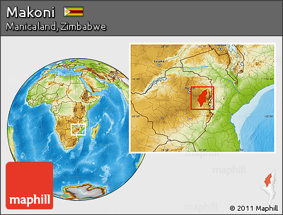 Physical Location Map of Makoni