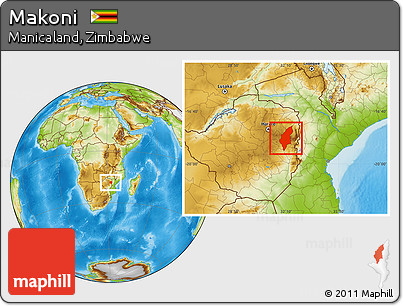 Physical Location Map of Makoni