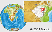 Physical Location Map of Makoni, highlighted country, highlighted parent region, within the entire country