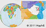 Political Location Map of Makoni, highlighted country, within the entire country