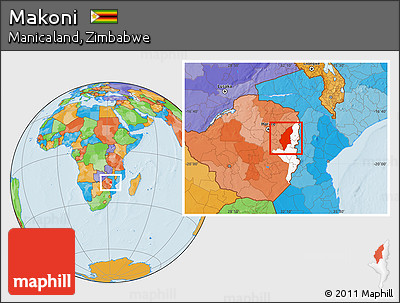 Political Location Map of Makoni, highlighted parent region