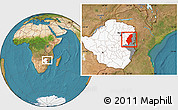 Satellite Location Map of Makoni, highlighted country, highlighted parent region