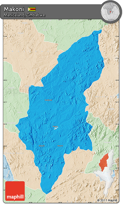 Political Map of Makoni, lighten