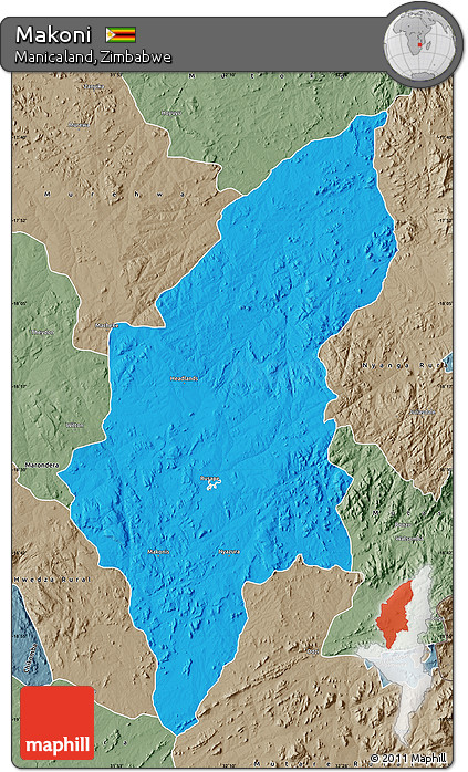 Political Map of Makoni, semi-desaturated