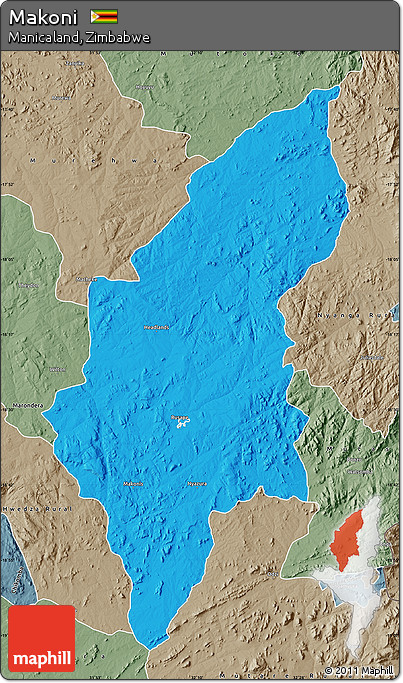 Political Map of Makoni, semi-desaturated
