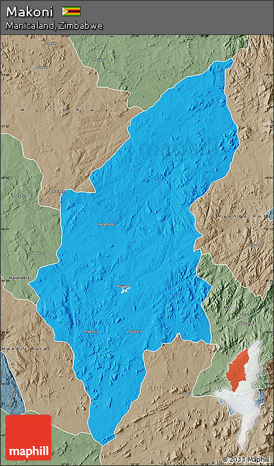 Political Map of Makoni, semi-desaturated